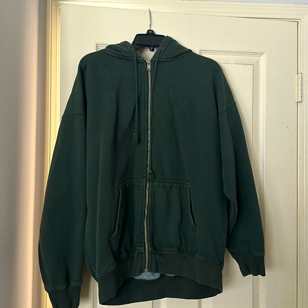 BRANDY MELVILLE dark green zip up! good condition, no holes or imperfections